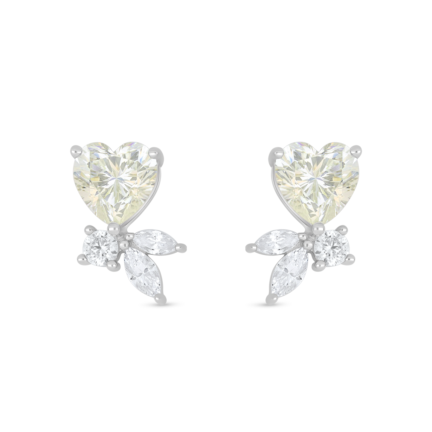Sterling Silver 925 Earring Rhodium Plated Embedded With Diamond Zircon And White Zircon