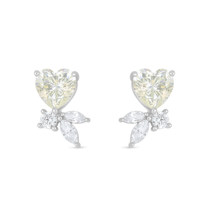 Sterling Silver 925 Earring Rhodium Plated Embedded With Diamond Zircon And White Zircon