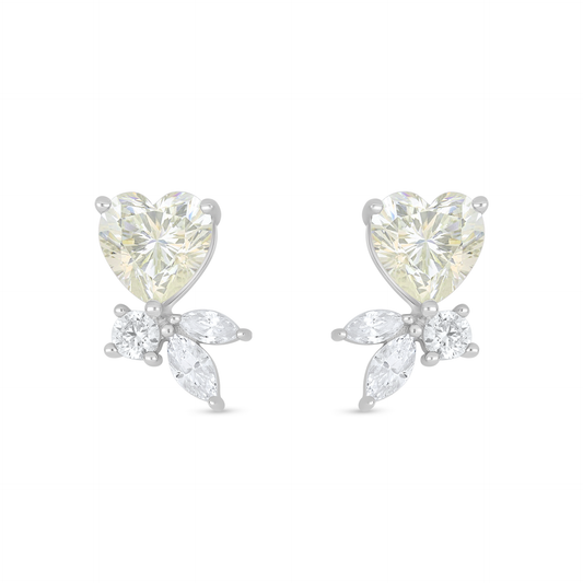 Sterling Silver 925 Earring Rhodium Plated Embedded With Diamond Zircon And White Zircon