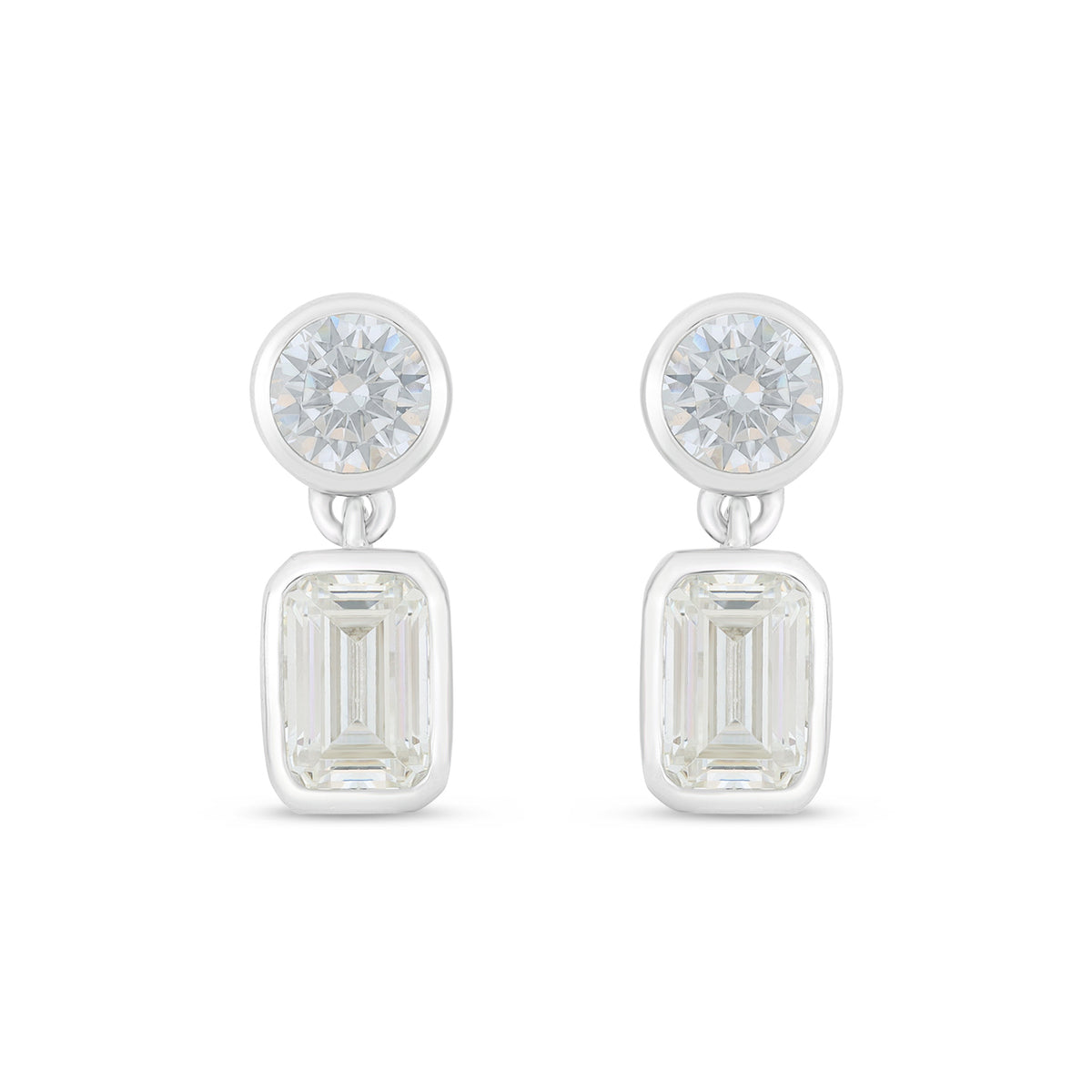 Sterling Silver 925 Earring Rhodium Plated Embedded With Diamond Zircon And White Zircon
