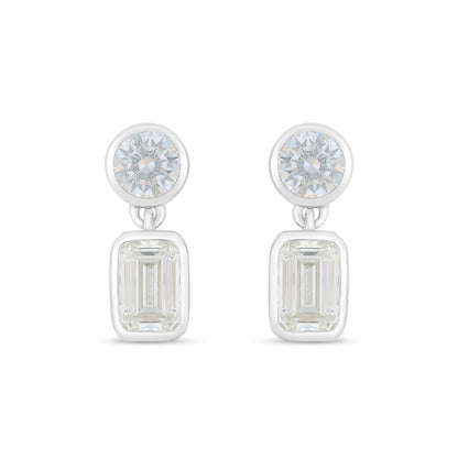 Sterling Silver 925 Earring Rhodium Plated Embedded With Diamond Zircon And White Zircon