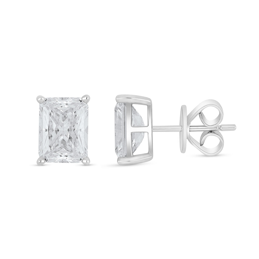 Sterling Silver 925 Earring Rhodium Plated Embedded With White Zircon