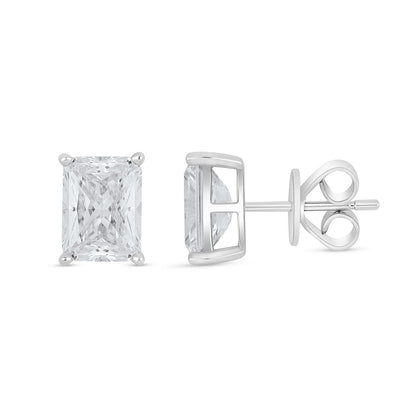 Sterling Silver 925 Earring Rhodium Plated Embedded With White Zircon
