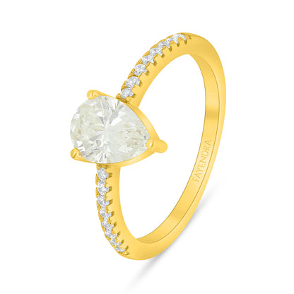 خاتم من الفضة الخالصة عيار 925 مطلي ذهبي مرصع بالزركون الكناري الالماسي و فص ابيض