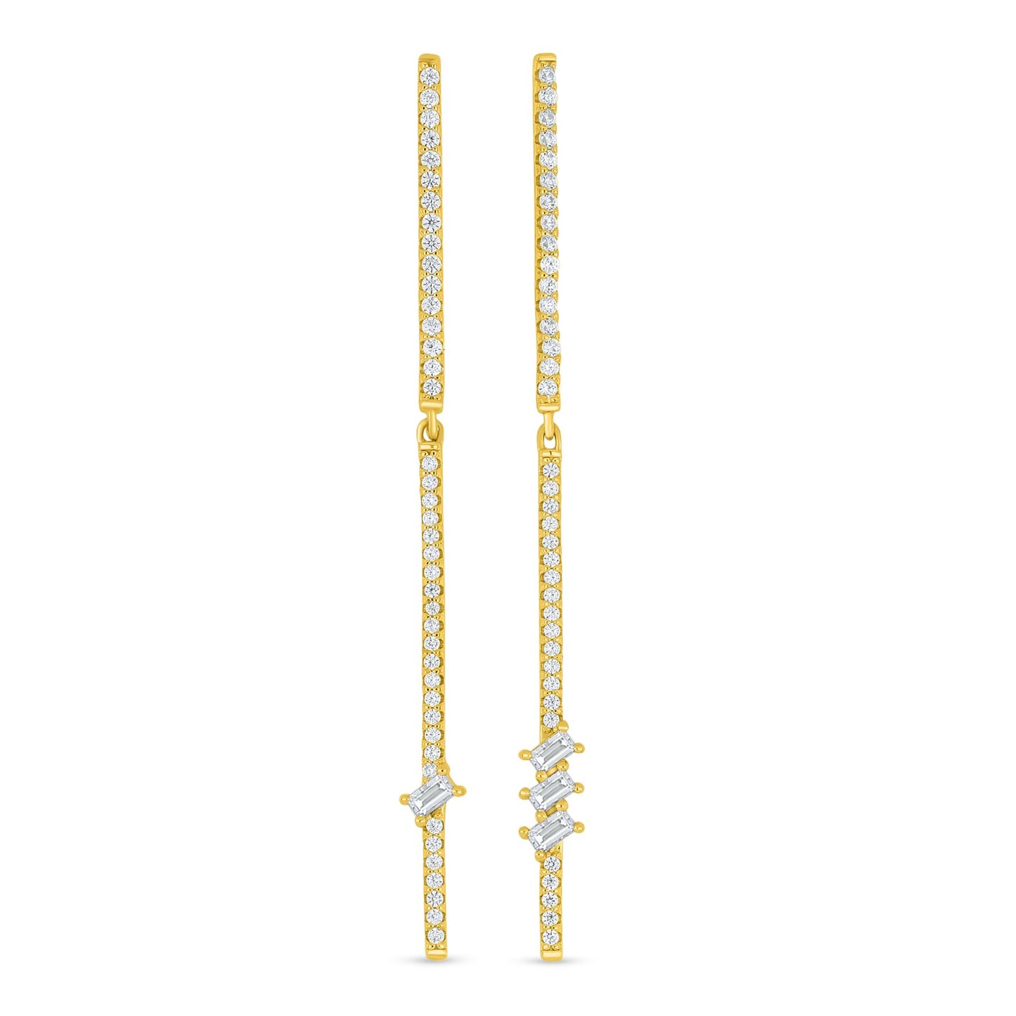 Sterling Silver 925 Earring Golden Plated Embedded With White Zircon