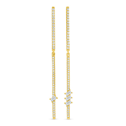 Sterling Silver 925 Earring Golden Plated Embedded With White Zircon