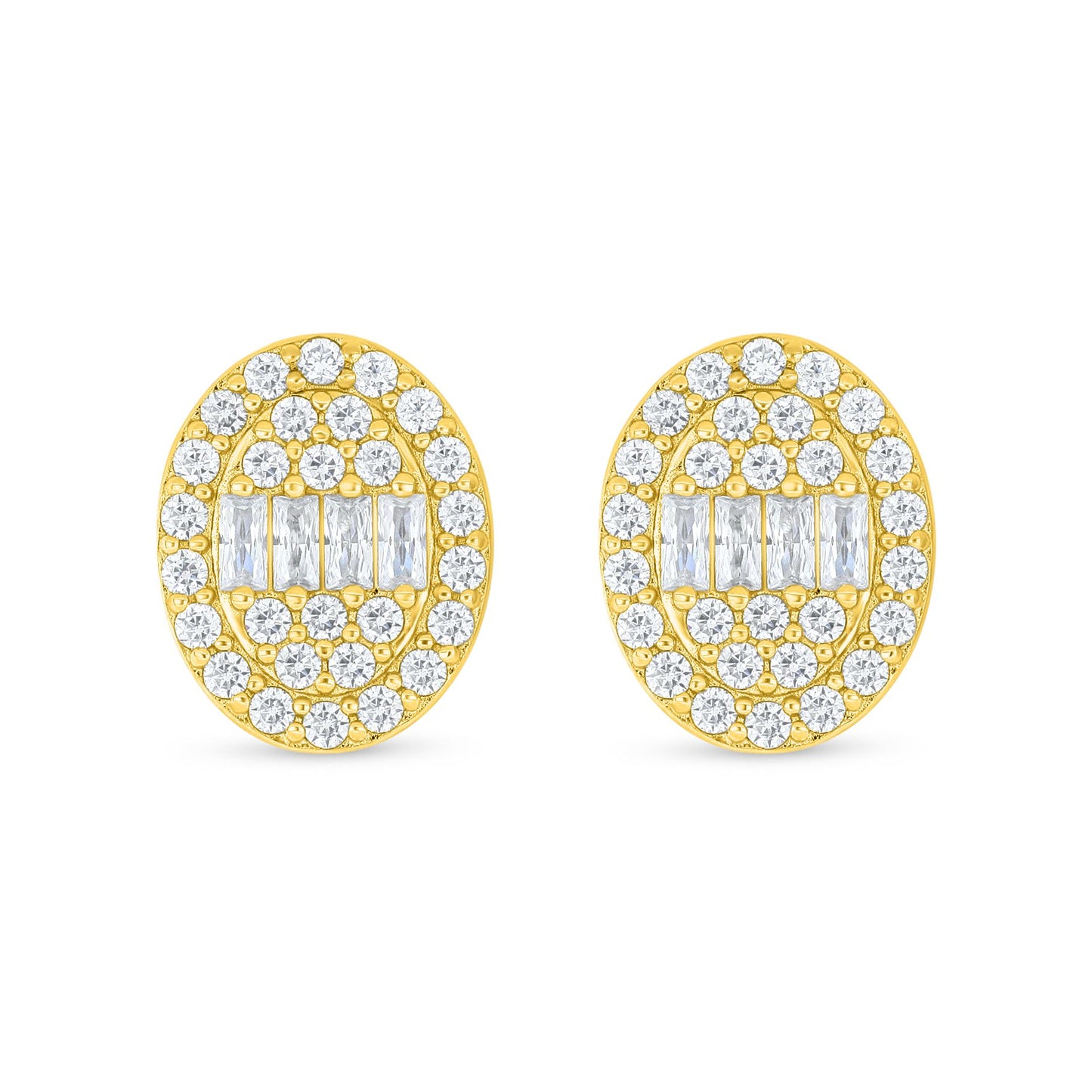 Sterling Silver 925 Earring Golden Plated Embedded With White Zircon
