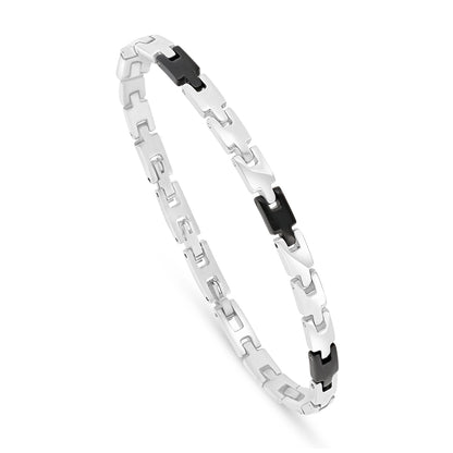 اسورة رجالي ستانلس ستيل لون فضي و اسود عيار 316L 