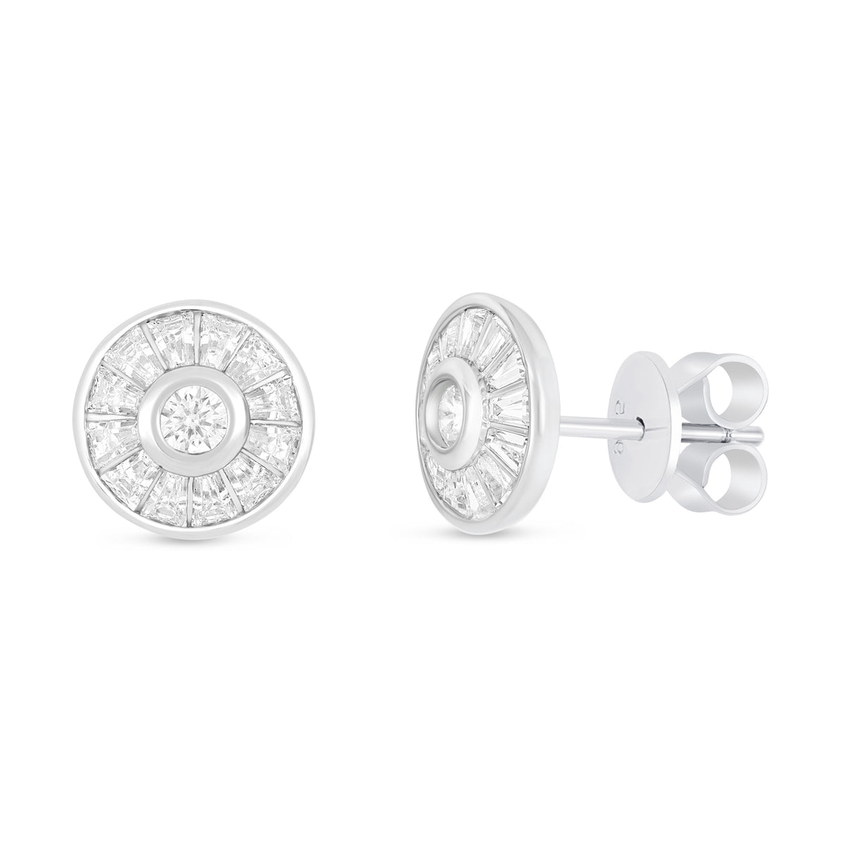 Sterling Silver 925 Earring Rhodium Plated Embedded With White Zircon