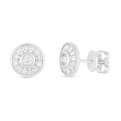 Sterling Silver 925 Earring Rhodium Plated Embedded With White Zircon