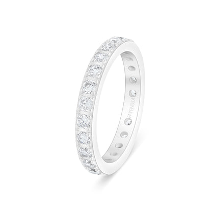 Sterling Silver 925 Ring Rhodium Plated Embedded With White Zircon