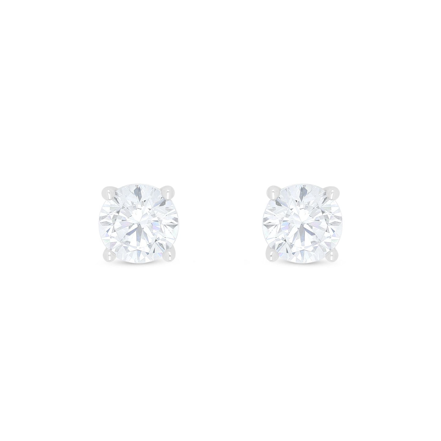 Sterling Silver 925 Earring Rhodium Plated Embedded With White Zircon