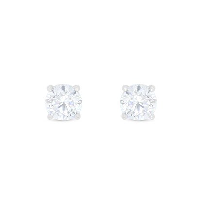 Sterling Silver 925 Earring Rhodium Plated Embedded With White Zircon