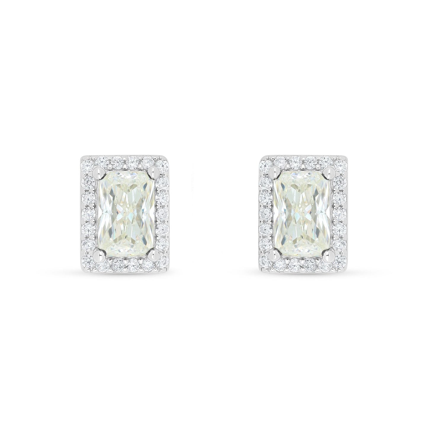 Sterling Silver 925 Earring Rhodium Plated Embedded With Diamond Zircon And White Zircon