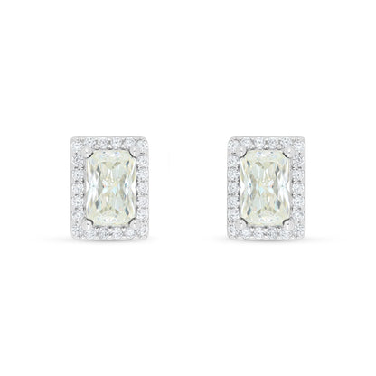 Sterling Silver 925 Earring Rhodium Plated Embedded With Diamond Zircon And White Zircon