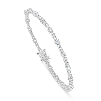 Sterling Silver 925 Bracelet Rhodium Plated Embedded With White Zircon