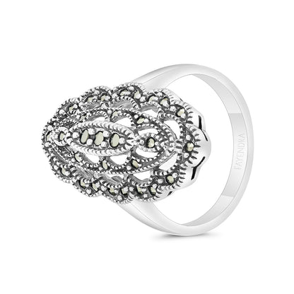 Sterling Silver 925 Ring Embedded With Marcasite Stones