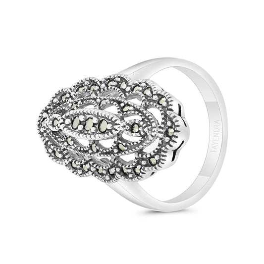 Sterling Silver 925 Ring Embedded With Marcasite Stones