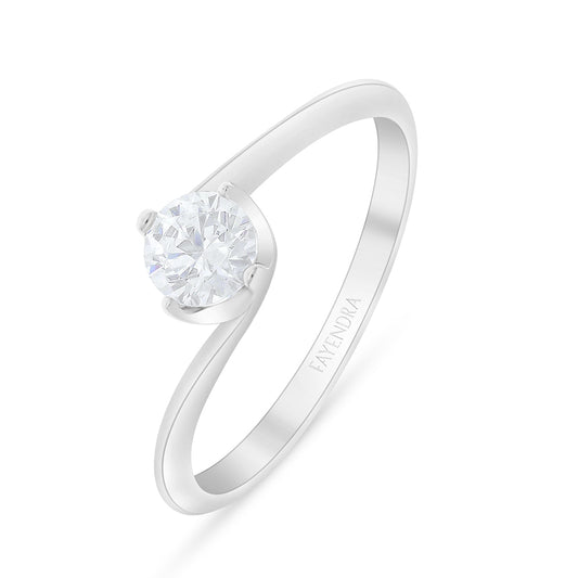 Sterling Silver 925 Ring Rhodium Plated Embedded With White Zircon
