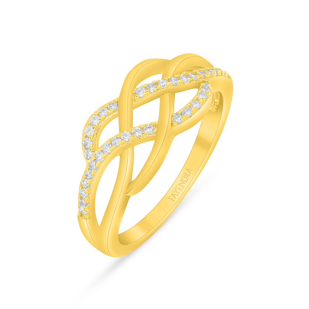 خاتم من الفضة الخالصة عيار 925 مطلي ذهبي مرصع فص ابيض