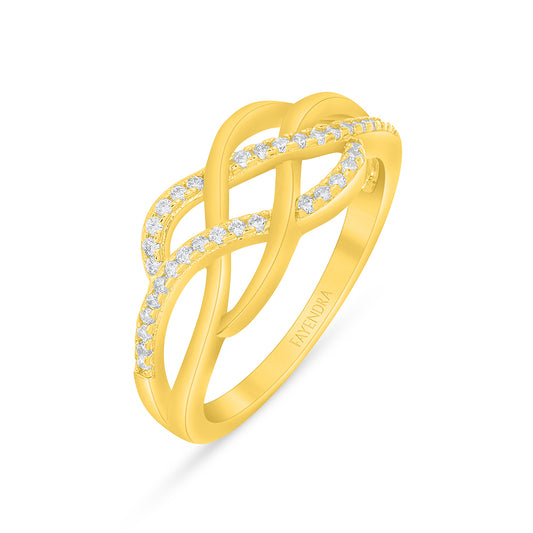 خاتم من الفضة الخالصة عيار 925 مطلي ذهبي مرصع فص ابيض