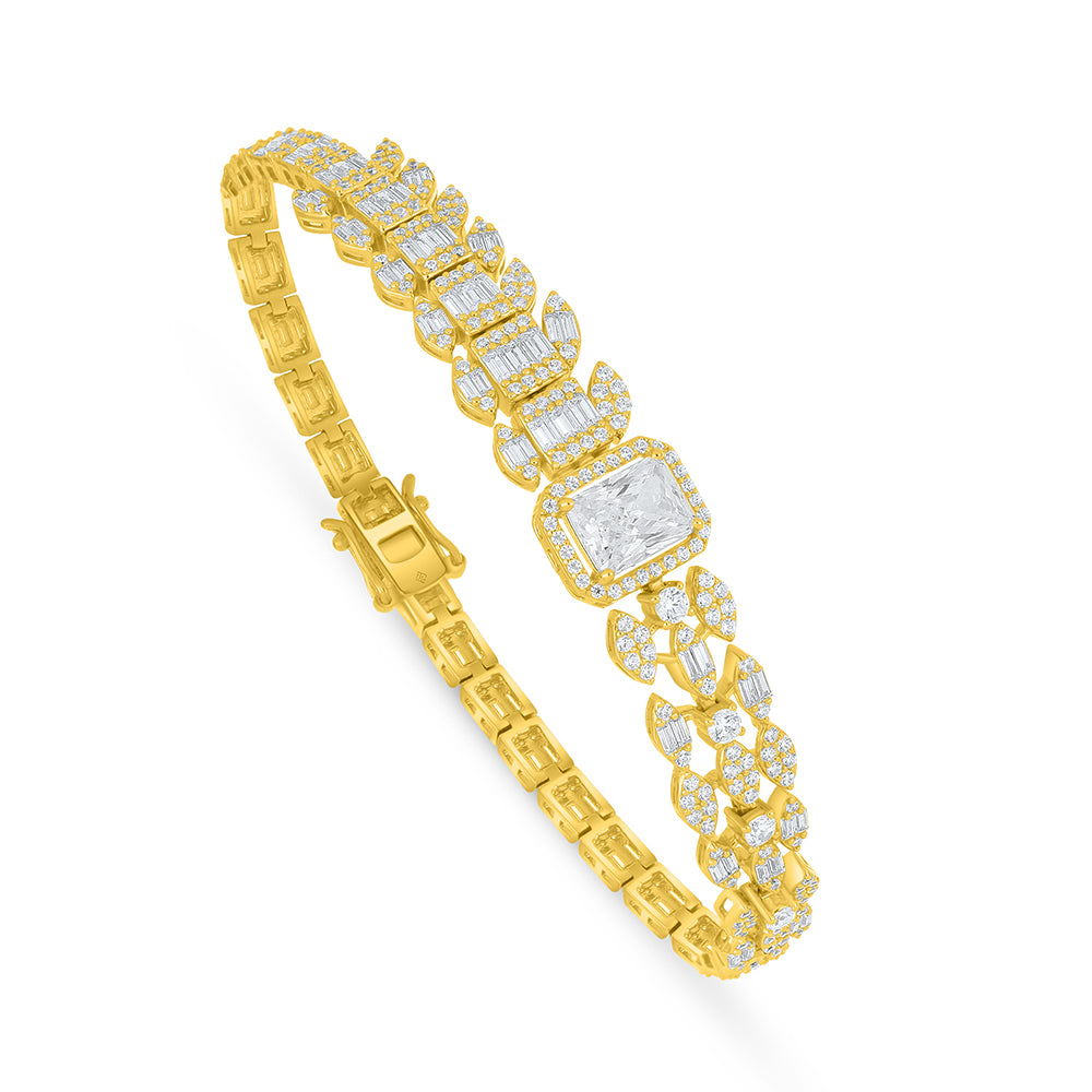 Sterling Silver 925 Set Golden Plated Embedded With White Zircon