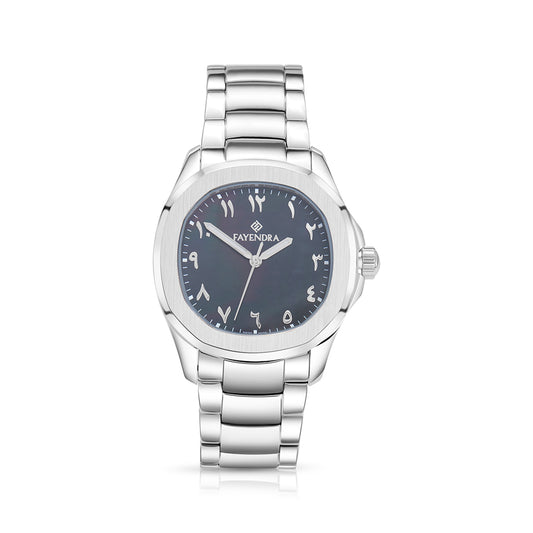 Stainless Steel 316L Watch Silver Color For Men - BLACK MOP DIAL