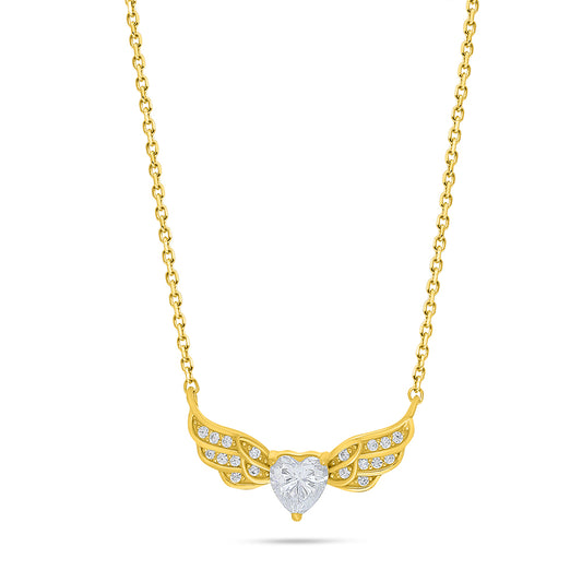 Sterling Silver 925 Necklace Golden Plated Embedded With White Zircon