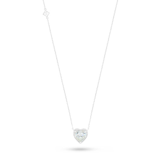 Sterling Silver 925 Necklace Rhodium Plated Embedded With Diamond Zircon And White Zircon