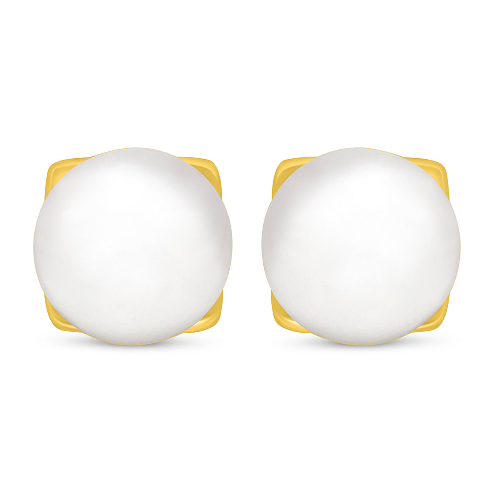 Sterling Silver 925 Earring Golden Plated Embedded With Natural White Pearl And White Zircon