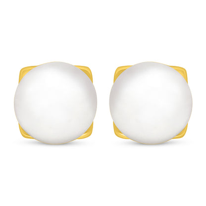 Sterling Silver 925 Earring Golden Plated Embedded With Natural White Pearl And White Zircon