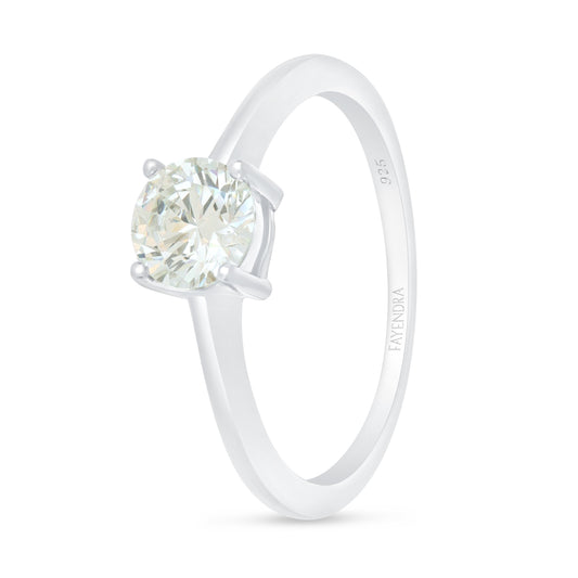 Sterling Silver 925 Ring Rhodium Plated Embedded With Diamond Zircon