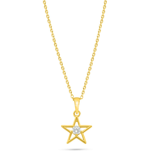 Sterling Silver 925 Necklace Golden Plated Embedded With White Zircon