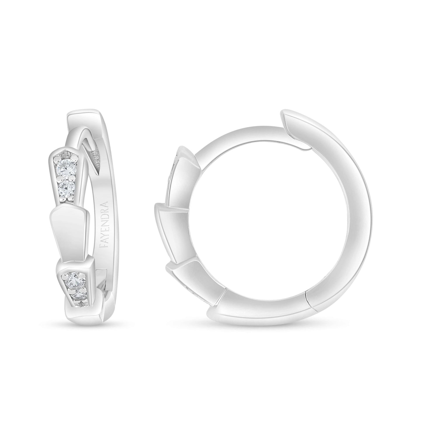 Sterling Silver 925 Earring Rhodium Plated Embedded With White Zircon