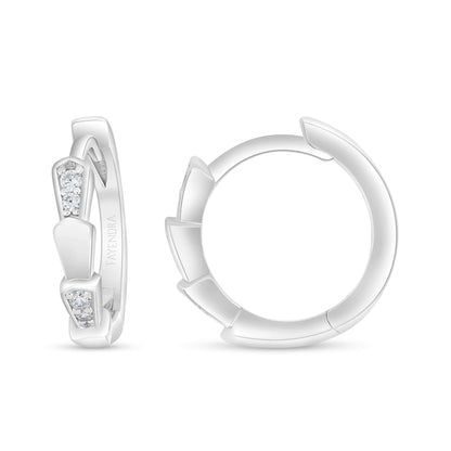 Sterling Silver 925 Earring Rhodium Plated Embedded With White Zircon