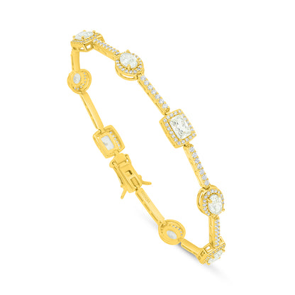 اسورة من الفضة الخالصة عيار 925 مطلية ذهبي مرصعة بالزركون الكناري الالماسي و فص ابيض