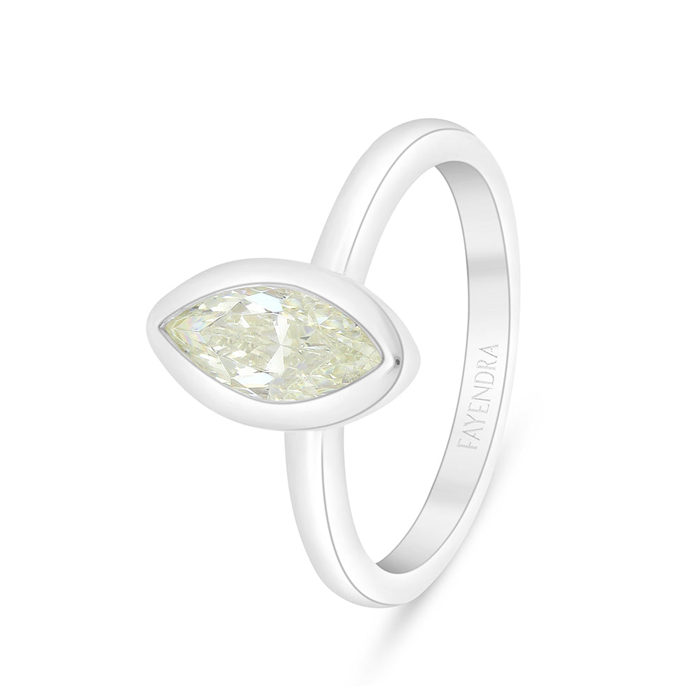 خاتم من الفضة الخالصة عيار 925 مطلي روديوم مرصع بالزركون الكناري الالماسي