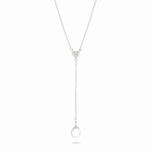 Sterling Silver 925 Necklace Rhodium Plated Embedded With Natural White Pearl And Diamond Zircon