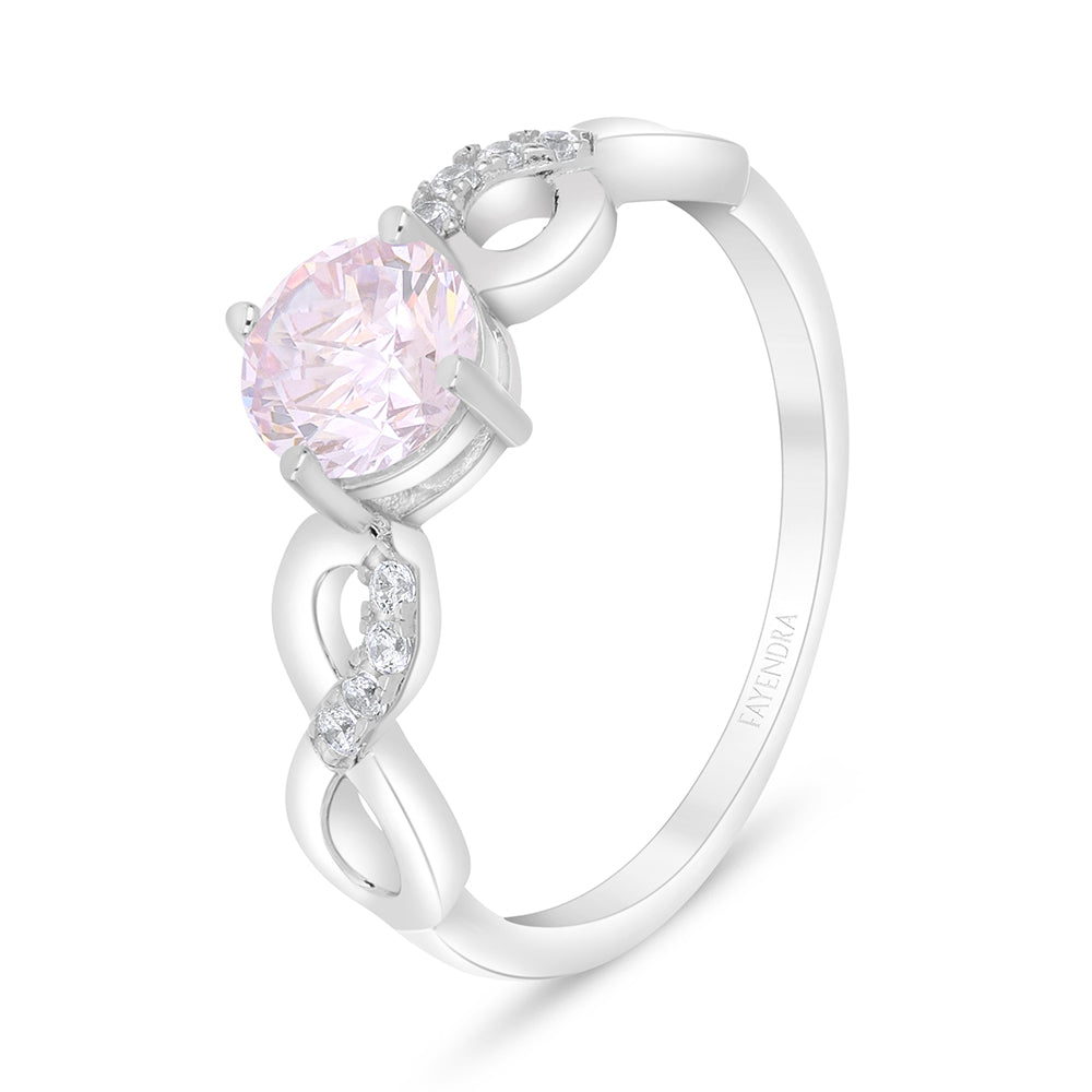 خاتم من الفضة الخالصة عيار 925 مطلي روديوم مرصع زركون بنك و فص ابيض