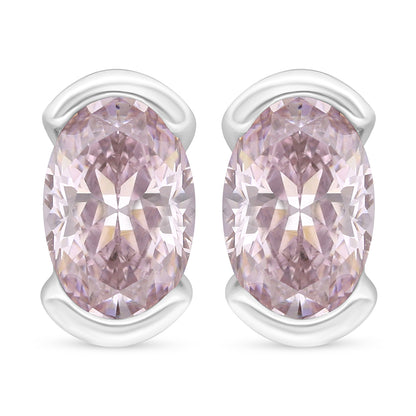 Sterling Silver 925 Earring Rhodium Plated Embedded With Pink Zircon
