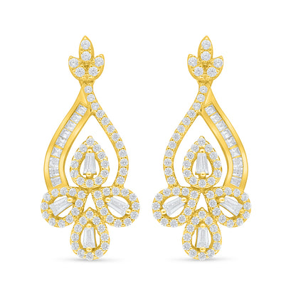 Sterling Silver 925 Earring Golden Plated Embedded With White Zircon