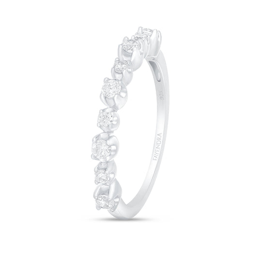 خاتم من الفضة الخالصة عيار 925 مطلي روديوم مرصع فص ابيض