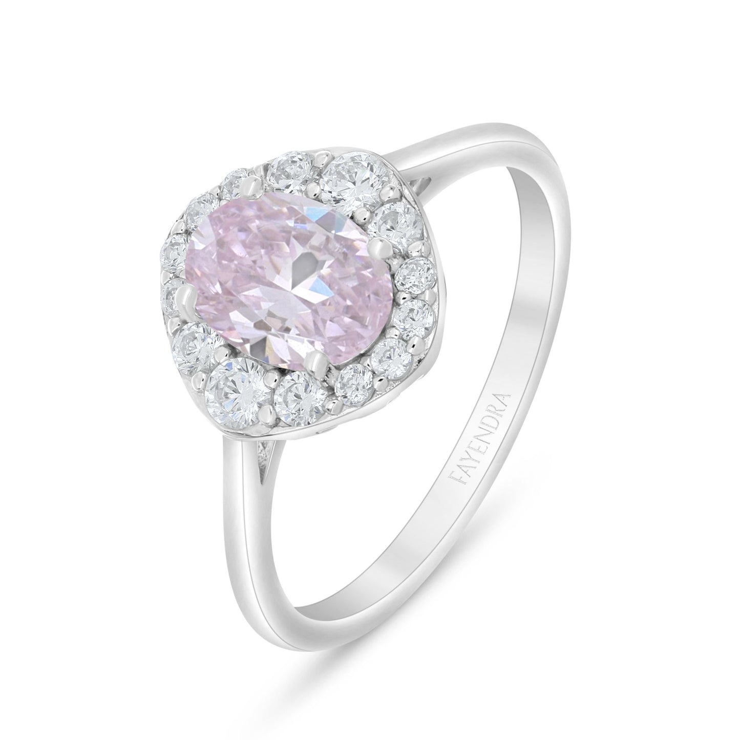 Sterling Silver 925 Ring Rhodium Plated Embedded With Pink Zircon And White Zircon