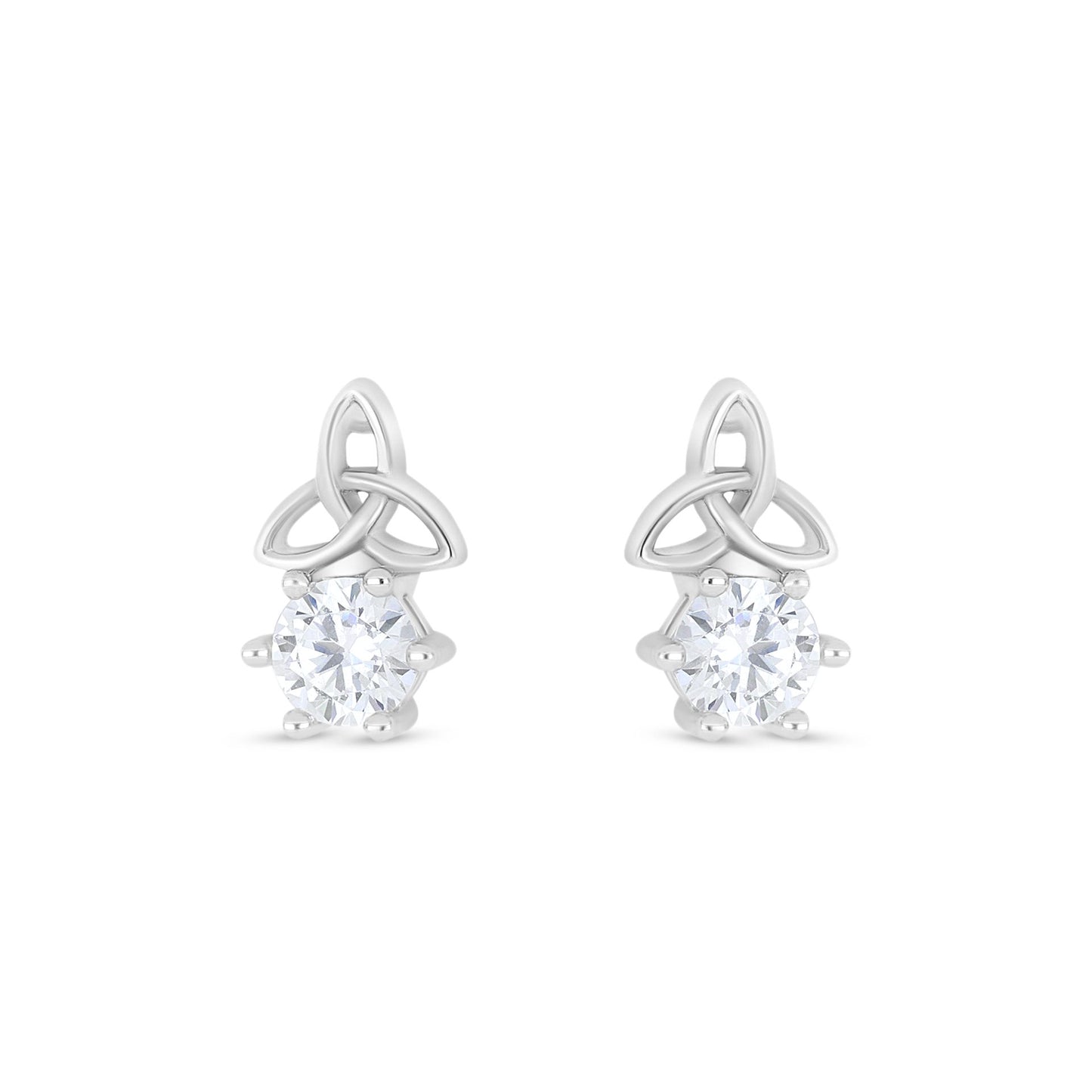 Sterling Silver 925 Earring Rhodium Plated Embedded With White Zircon