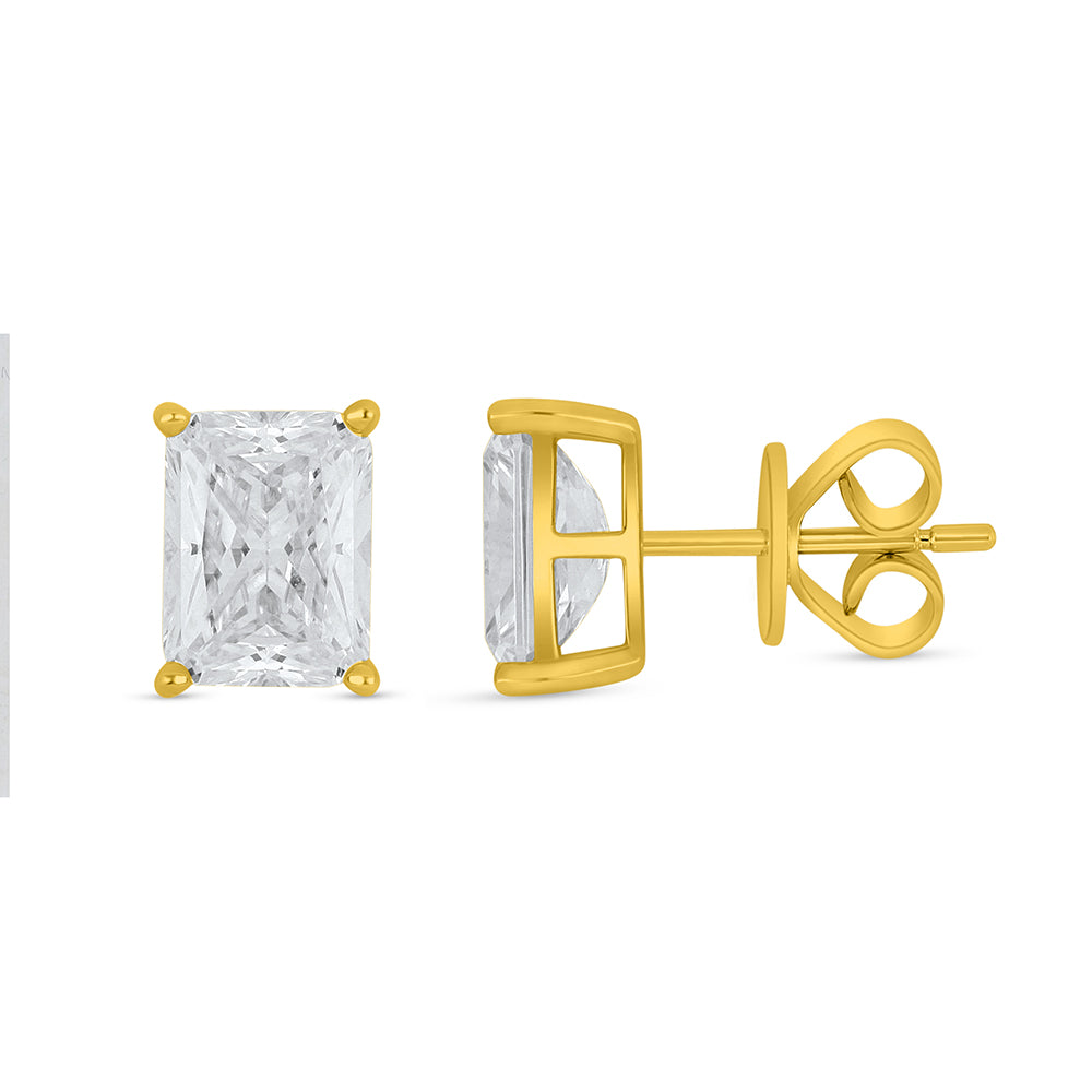 Sterling Silver 925 Earring Golden Plated Embedded With White Zircon