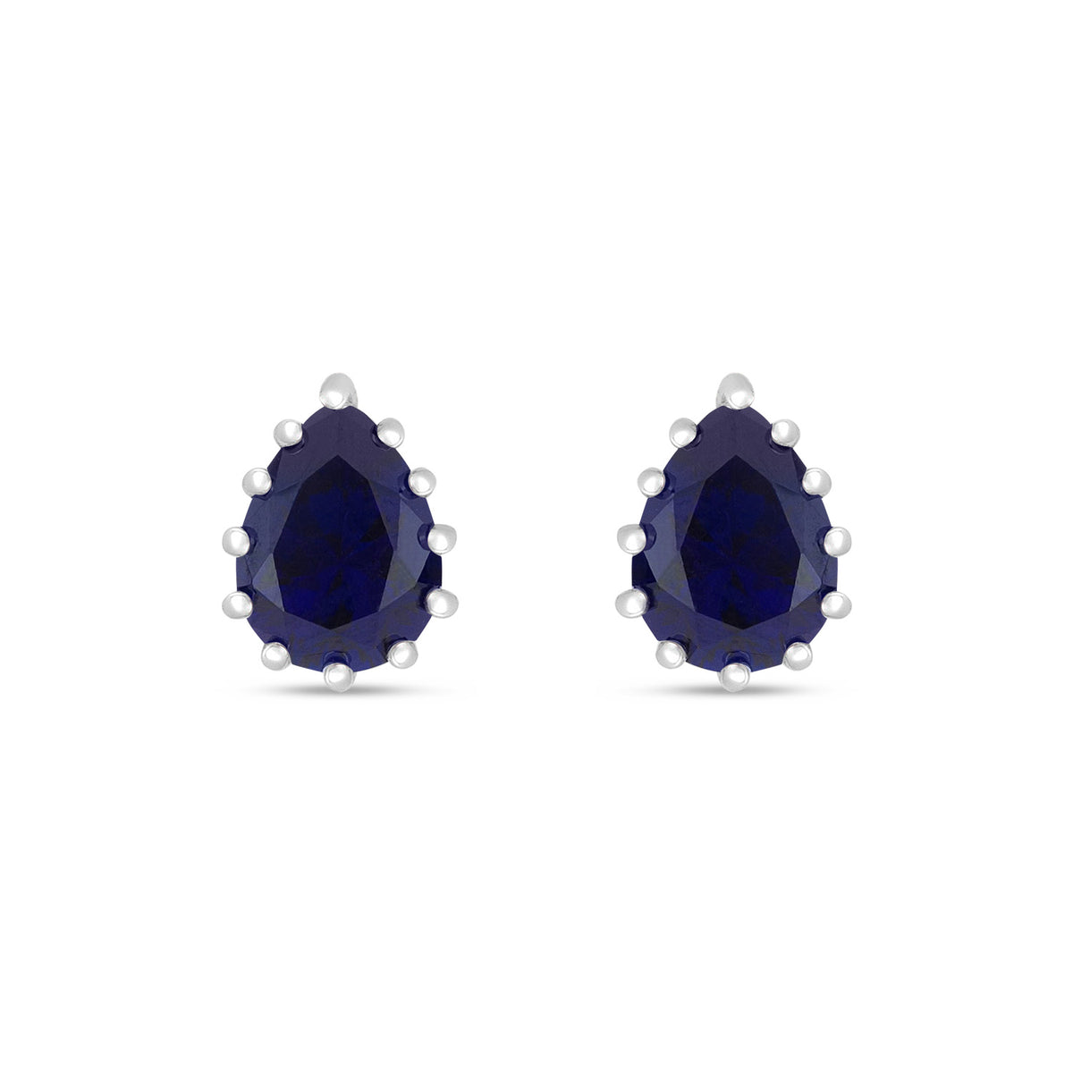 Sterling Silver 925 Earring Rhodium Plated Embedded With Sapphire Corundum