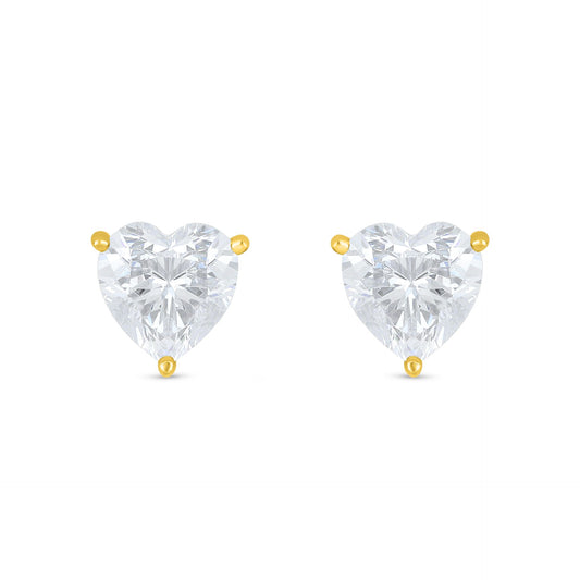 Sterling Silver 925 Earring Golden Plated Embedded With White Zircon