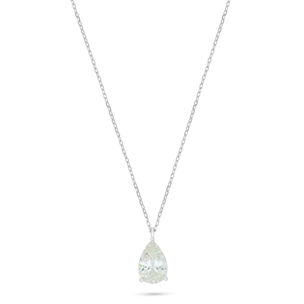 Sterling Silver 925 Necklace Rhodium Plated Embedded With Diamond Zircon