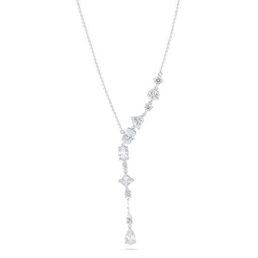 Sterling Silver 925 Necklace Rhodium Plated Embedded With White Zircon
