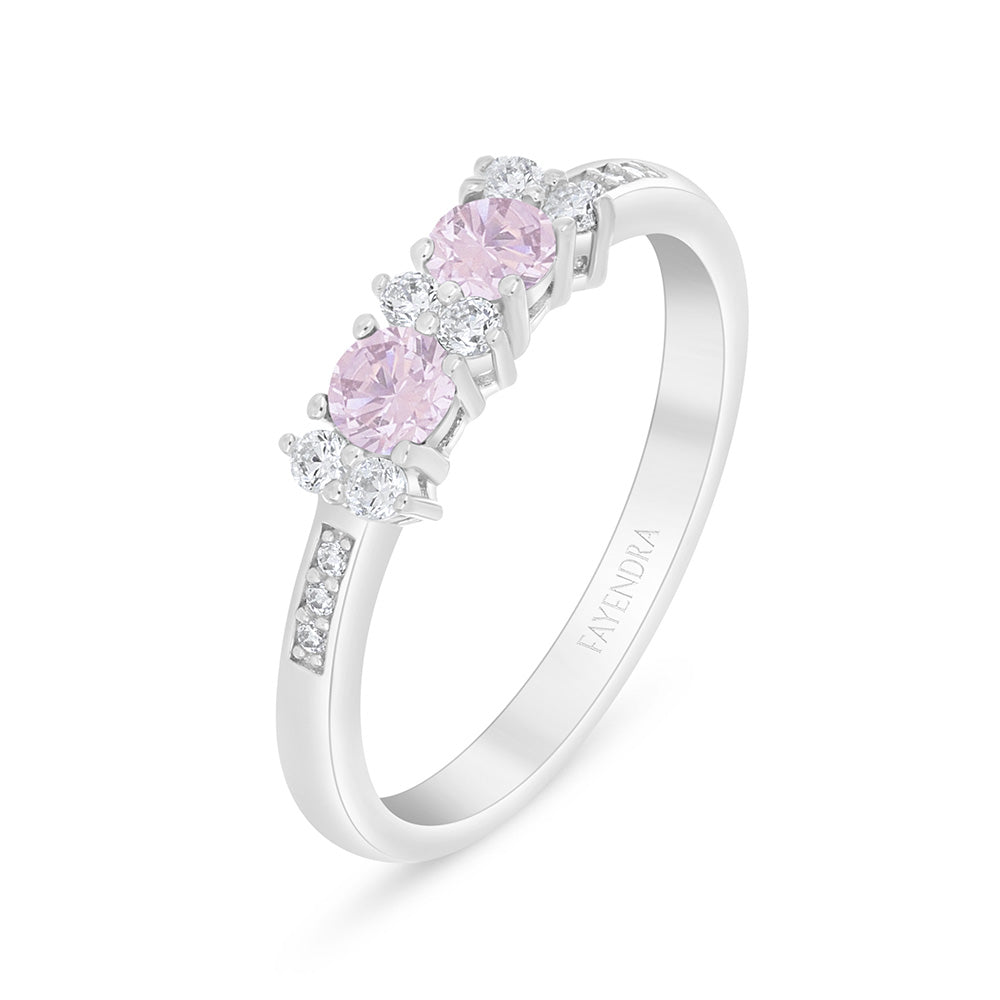 خاتم من الفضة الخالصة عيار 925 مطلي روديوم مرصع زركون بنك و فص ابيض